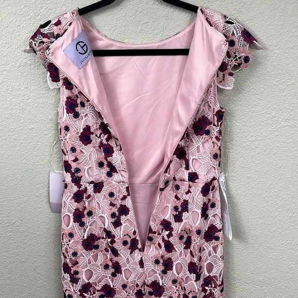 NWT JS Collections Guipure Lace Knee Length Ladys Dress Pink Boysenberry Sz 2 - Picture 6 of 14
